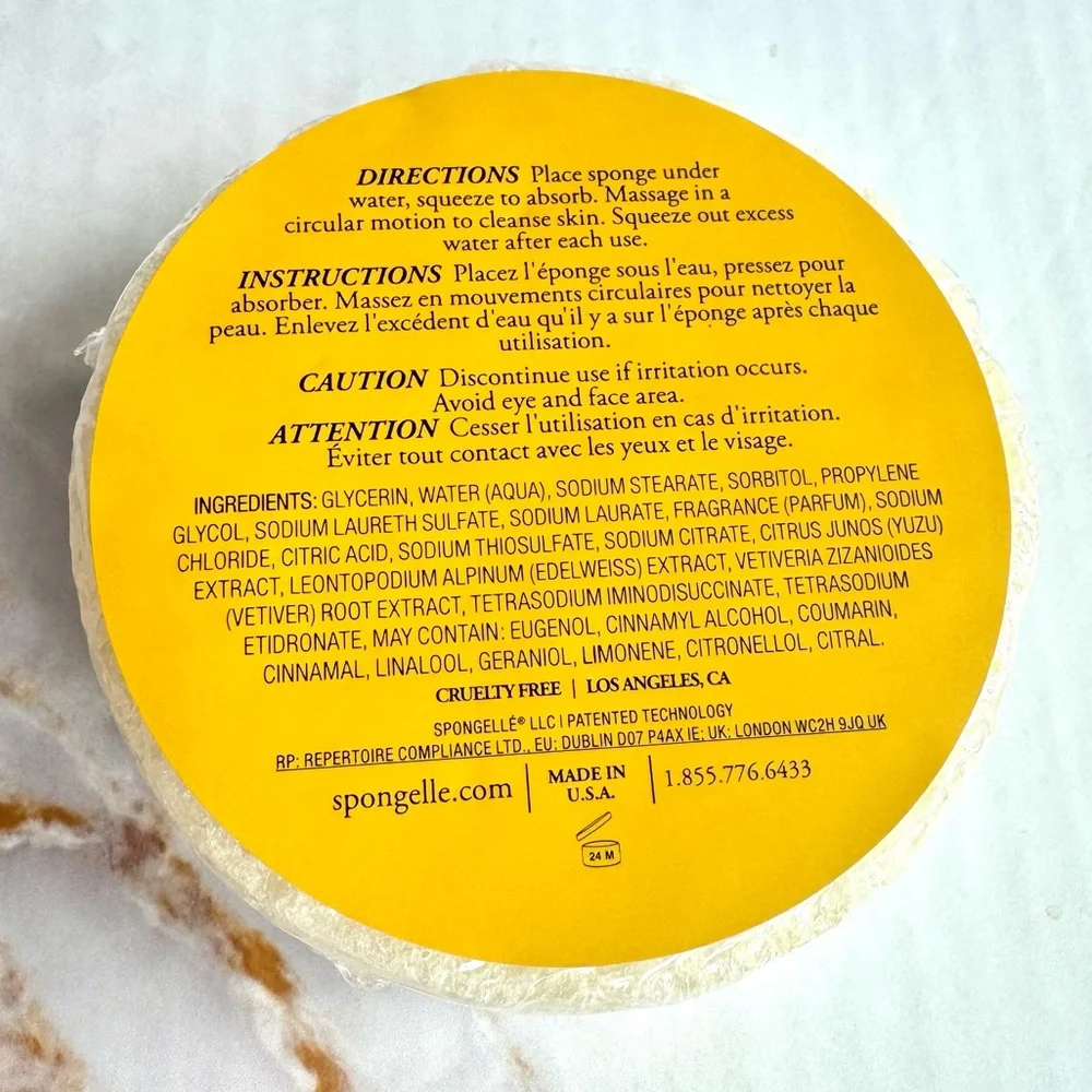 Spongelle Multi Use Body Wash Infused Buffer Spiced Lemon Shower/Bath Sponge
